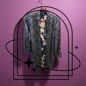 Reversable duster cardigan floral and poka dot patterns